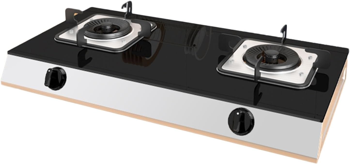 Propane Stove,2 Burners Portable Propane Stove,17060BTU High Power Tempered Glass Gas Cooktop for Kitchen Outdoor RV and Apartments(black) (Color : NG)