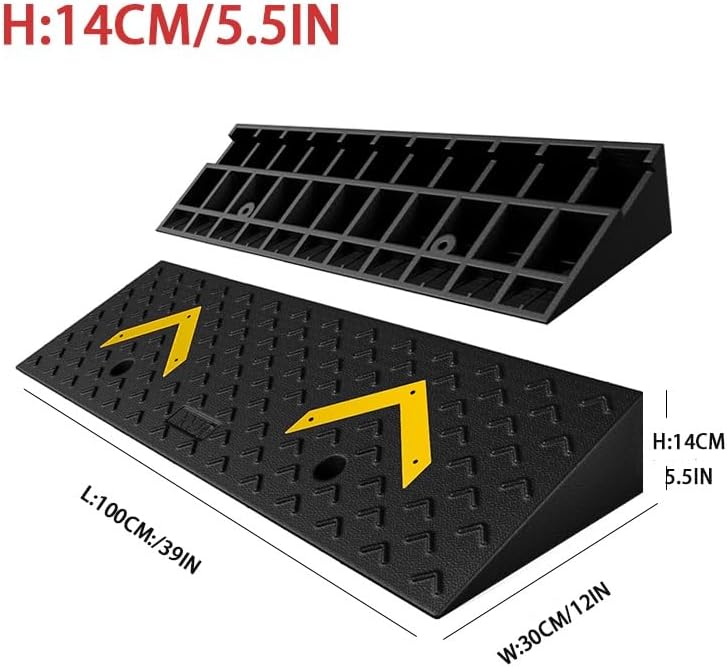 Rubber Car Slope Ramp, Heavy Duty Loading Ramp, 3' 4' 5' 6' Rise Height Threshold Ramp, Wheelchair Ramp for Home/Door/Floor/Indoor Step(100 * 30 * 14cm/39 * 12 * 5.5in)