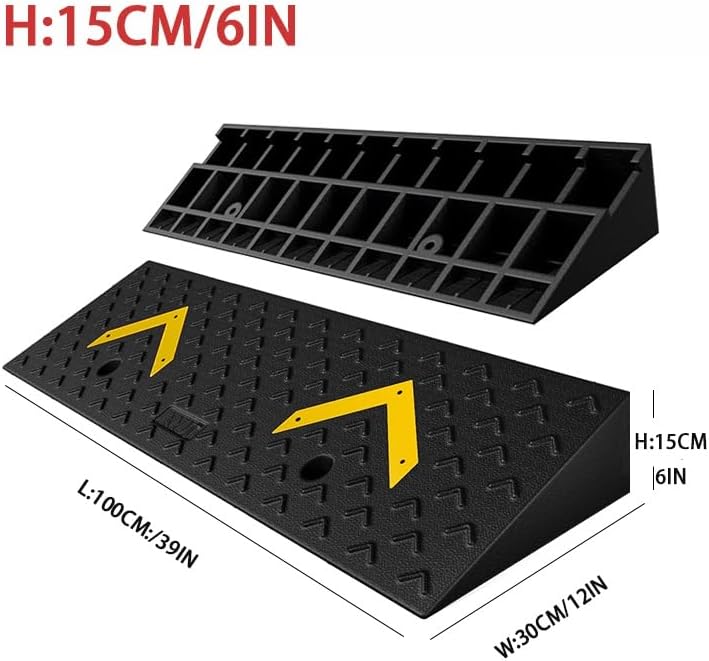 Rubber Car Slope Ramp, Heavy Duty Loading Ramp, 3' 4' 5' 6' Rise Height Threshold Ramp, Wheelchair Ramp for Home/Door/Floor/Indoor Step(100 * 30 * 15cm/39 * 12 * 6in)