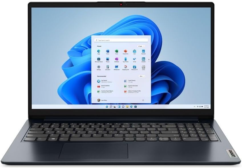 Lenovo IdeaPad 1i 15.6' Laptop, Intel Core i5-1235U Processor, 8GB DDR4 RAM, 256GB SSD, Windows 11 in S Mode, Intel Iris Xe Graphics, Anti-Glare Display - Abyss Blue