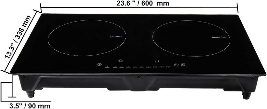 Happybuy Electric Cooktop, 2 Burners, 24'' Induction Stove Top, Built-in Magnetic Cooktop 1800W, 9 Heat Levels, LED Touch Control with Child Lock & Overheat Protection