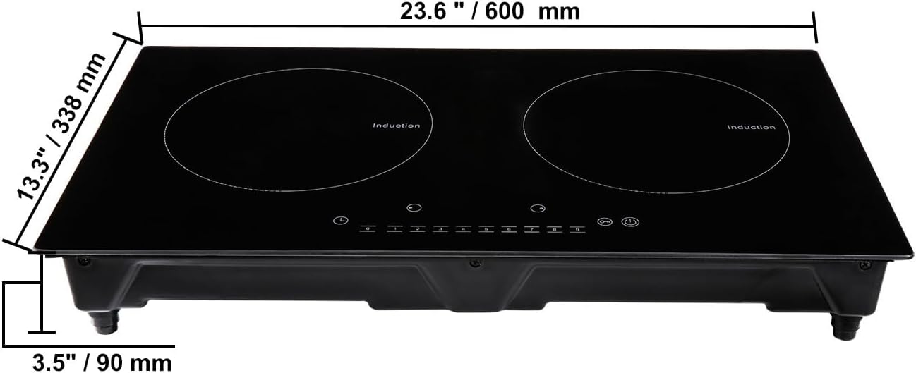 Happybuy Electric Cooktop, 2 Burners, 24'' Induction Stove Top, Built-in Magnetic Cooktop 1800W, 9 Heat Levels, LED Touch Control with Child Lock & Overheat Protection