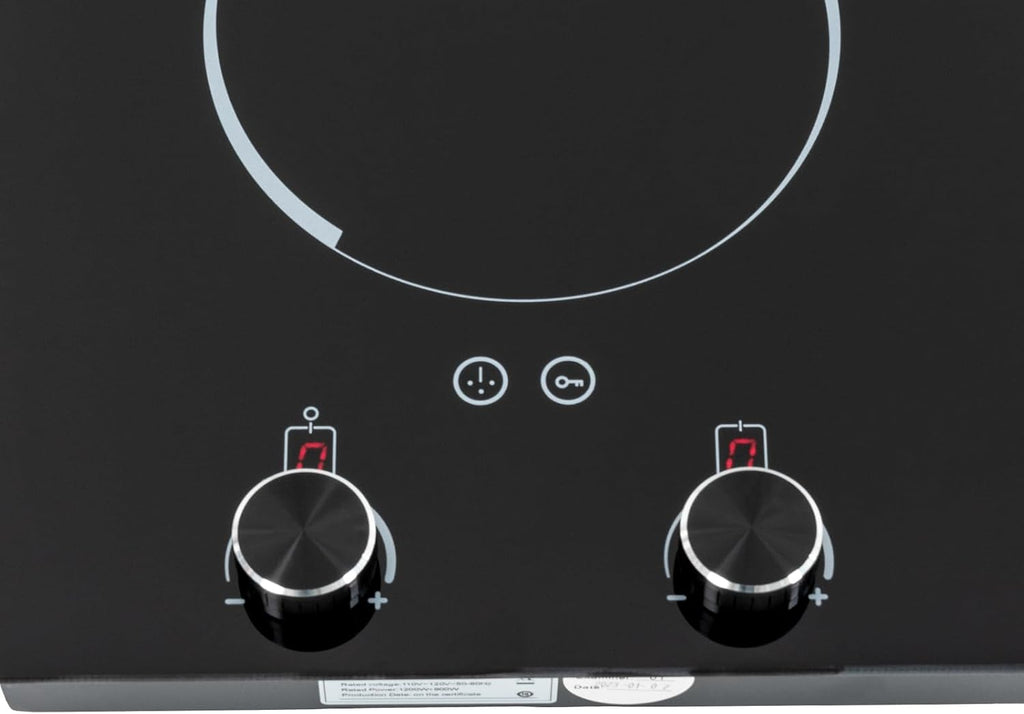 2100W Double Induction Cooktop, Electric Cooktop with 2 Burner Knob Control, 9 Temp Settings, 99min Timer, Induction Stove Top, Portable Induction Cooker for Home Kitchen