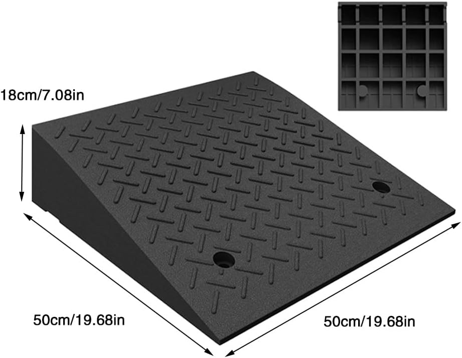 Portable Curb Ramp Garden Shed Ramp Threshold Ramp Kerb Ramp for Wheelchairs Sidewalk Car Doorways Bike Motorcycle Lawnmower(19.7x19.7x7.1in)