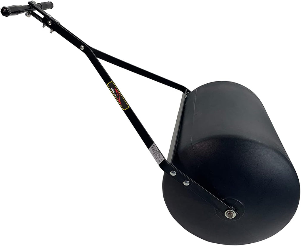Brinly 270 lb. Combination Push/Tow Poly Lawn Roller with Easy-Turn Tethered Plug, 18 by 24' - Flat Black