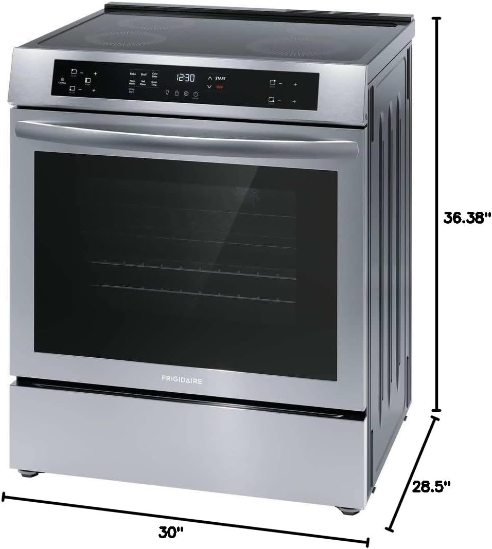 Frigidaire 30 in 5.3 cu.ft. 4-Burner Element Slide-in Front Control Self-Cleaning Induction Range w/Convection in Stainless Steel