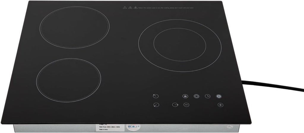 Electric Cooktop,3 Burners Ceramic Cooktop,Touch-adjustable Control Built-in Radiant Stove with LED Display Screen,Ceramic Cooktop with Safety Lock,Timer,Over-Temperature Protection (2600W 3 Burners)