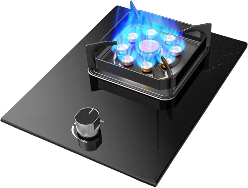 Gas Cooktop 1 Burner,5.2KW 9-Cavity Wok Burner,Tempered Glass with Flameout Protection,for Home Kitchen and Outdoor Use (NG/LPG)(LPG)