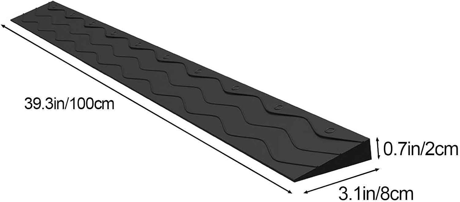 Ramp for Wheelchair for Home Steps, Door Ramp, Threshold Ramp, for Home, Vehicles, Trolleys, Can Be Cut, Simple to Install,Black-3.1x0.7in/8x2cm