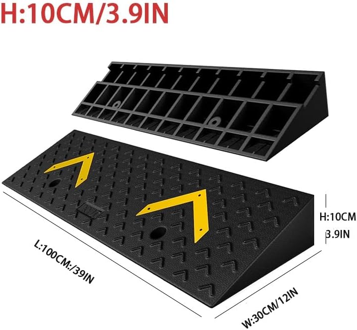 Rubber Car Slope Ramp, Heavy Duty Loading Ramp, 3' 4' 5' 6' Rise Height Threshold Ramp, Wheelchair Ramp for Home/Door/Floor/Indoor Step(100 * 30 * 10cm/39 * 12 * 3.9in)