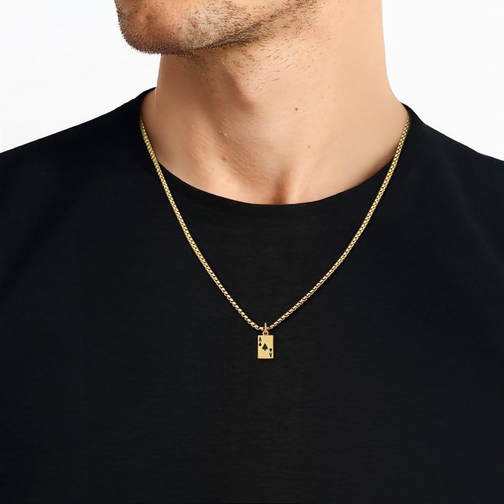 IceCarats 14K Yellow Gold Ace of Spades Pendant Necklace, 18mm 3/4 inch | Polished, Solid, Medium