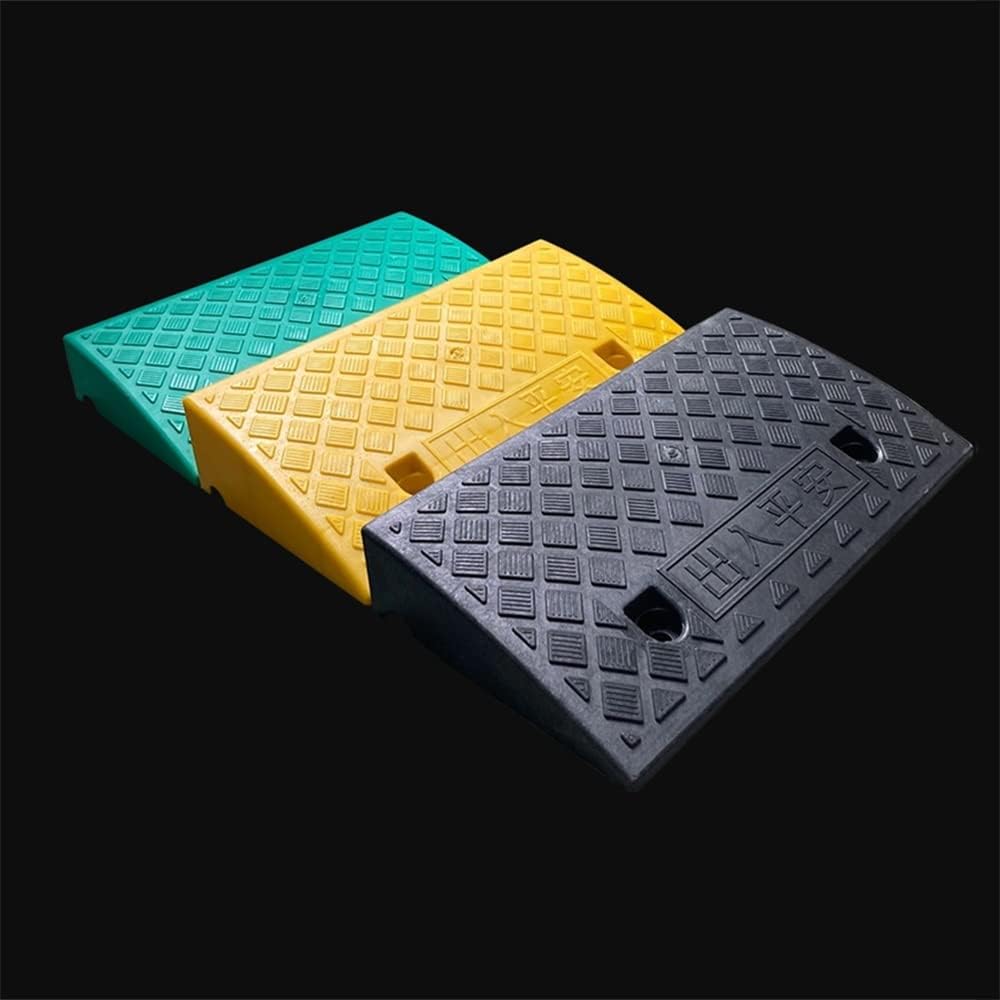 Set of 2 Curb Ramps Plastic 1.2-8.7inch, Yellow Green Driveway Ramps, Heavy Duty Threshold Ramps, Portable Curb Ramps for Wheelchair Motorycle (Color : A, Size : 2_19.6X20X7.5IN-50X50X19CM)