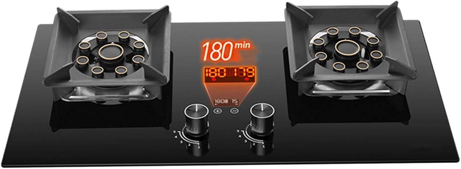 Propane Stove,2 Burners Portable Propane Stove,tempered Glass Gas Cooktop,Maximum 17742.4BTU for Food Trucks and Family Restaurants (Color : LPG, Size : Style 1)