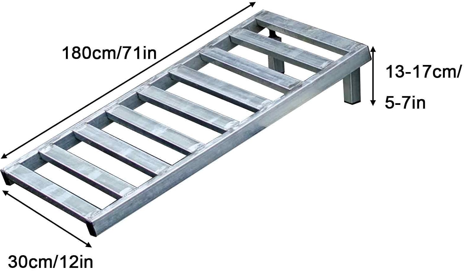 Wheelchair Ramps for Doorways Non-Skid Aluminum 12in 16in, Portable Handicap Ramp Adjustable 5-7in Height, Threshold Ramp 772Ib Capacity(30x180cm/12x71in)