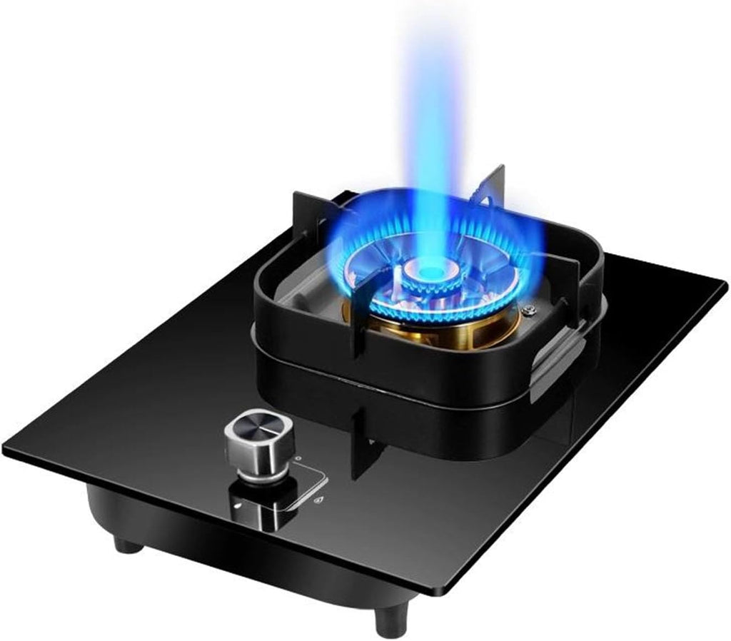 44cm Gas Stove,Built-in Gas Cooker 1 Burner,5.2KW Nine-Chamber Fierce Flame Stove,Gas/LP Gas Conversion,with Flame Out Protection,for Home Kitchens(NG)