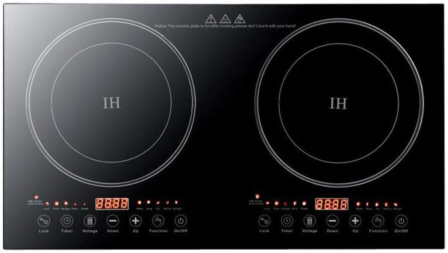 2400W Dual Induction Cooktop with Safety Lock & Timer&Presetting, 2 Burner Independent Control Electric Cooker with 8 Gear Firepower Portable Induction Stove Cooker for 4.72-9.65inch Cooker 110V