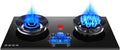 Propane Stove,tempered Glass Gas Cooktop,2 Burners Portable Propane Stove,Maximum 17742.4BTU for Food Trucks and Family Restaurants (Color : LPG, Size : Style 1)