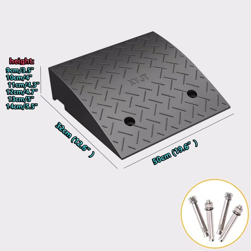 Driveway Kerb Ramp, 3' 4' 5' Lightweight Wheelchair Threshold Ramp for Doorway Garage Sidewalk Warehouse(H 14cm/5.5')