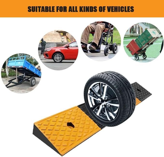 Rubber Curb Ramp, Portable Threshold Ramp, 1.2-6' Rise Entry Slope Ramp, Splicable Step Pad for Home/Front Door/Yard/Patio/Entry(100 * 25 * 9cm/39 * 10 * 3.5in)