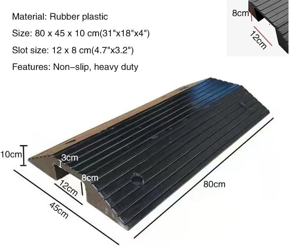 3' 4' Rise Bridge Ramp Transition Threshold Ramp for Doorway | Rubber Wheelchair Ramp Non-Slip Textured Surface Curb Ramps for Door, Entryway, Steps, Handicap(80x45x10cm(31'x18'x4'))