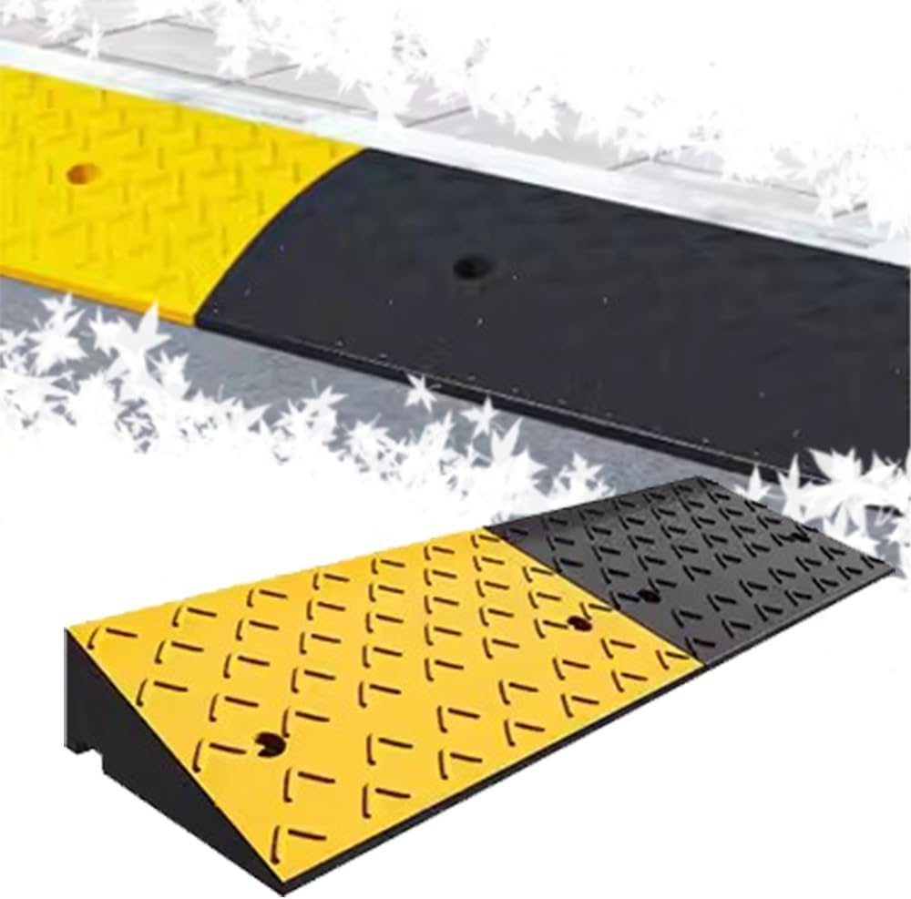 5' 6' Driveway Curb Ramps Heavy Duty Car Ramp 10 Ton Loading Threshold Ramp, Non-Slip Rubber Wheelchair Ramp for Trucks Motorhome Scooter(4.3' Rise/11cm)