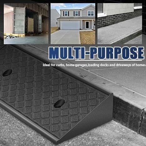 Rubber Ramps Threshold ramp, Rubber Road Curb ramp, car ramp pad with Anti-Slip Surface(50 * 32 * 12cm/50 * 12.6 * 4.7in)