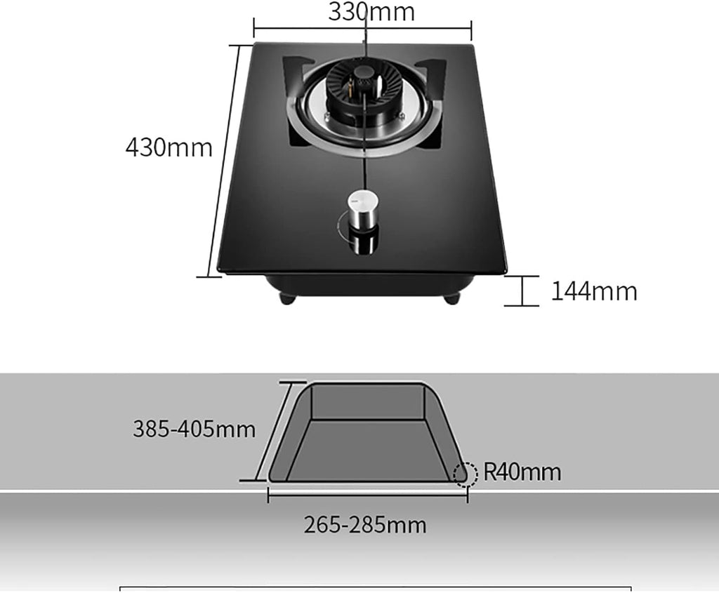 Built-in 33cm Single Burner Gas Stove, 5.2KW 9-Chamber Fire Ring Wok Burner with Flameout Protection, Anti-Gas Leakage Flame Protection, LPG/Natural Gas Kit (Size : NG)