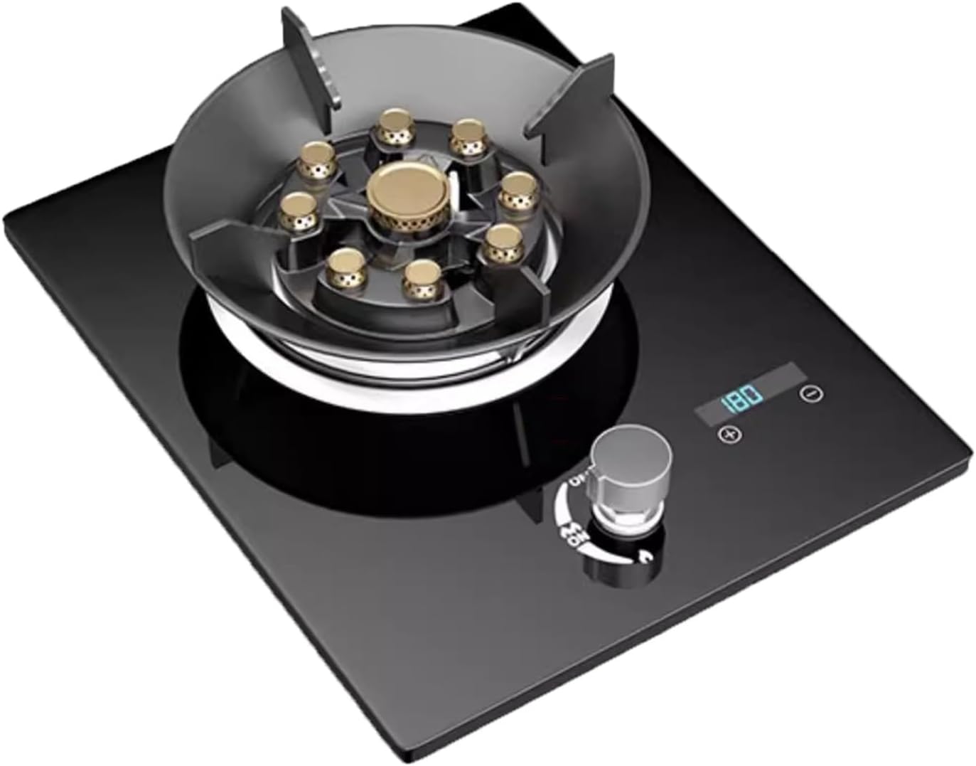 1 Burner Gas Hob,Stainless Steel Glass Top Wok Cooker,5.2kW High Power for Campervan,Kitchen and Outdoor Use with Timer and Flameout Protection(NG)