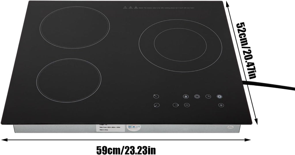 Portable Infrared Cooker 3 Burners Sensor Touch Control Electric Ceramic Cooktop 9 Heating Level Radiant Electric Stove Top with Timer Child Safety Lock 2600W 110V