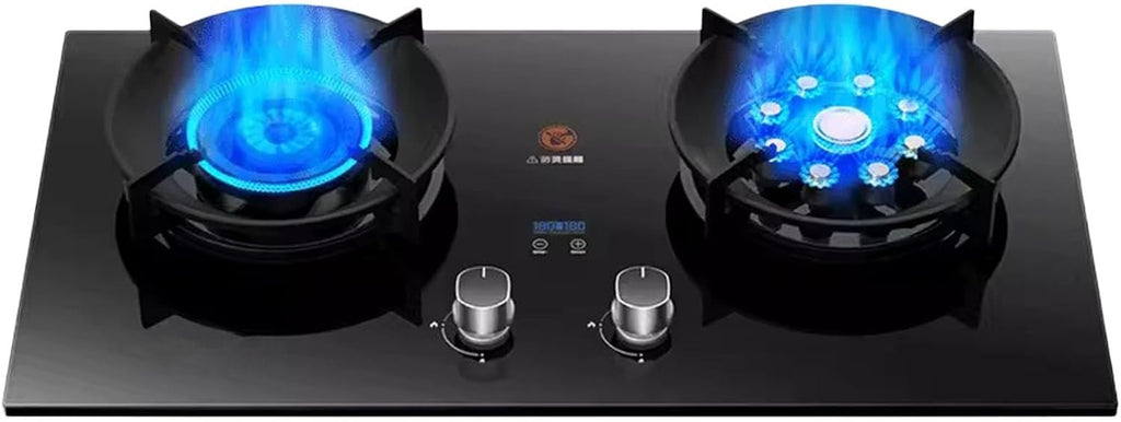 Propane Stove,2 Burners Portable Propane Stove,Maximum 17742.4BTU Tempered Glass Gas Cooktop Suitable for Kitchen Outdoor RV and Apartments (Color : LPG, Size : Style 2)