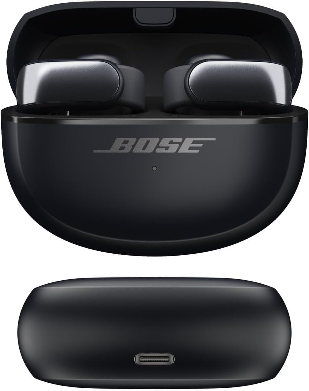 Bose Ultra Open Bluetooth Earbuds, True Wireless Earbuds with OpenAudio for Awareness, Clip On Design for Comfort, Immersive Audio, Up to 48 Hrs of Playtime + 20W Wall Charger (Black)
