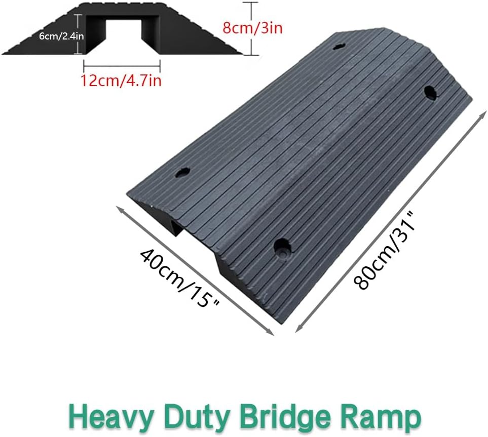 Rubber Threshold Ramp 4' 3' Rise Wheelchair Ramps Heavy Duty Bridge Ramp Non Slip Entry Ramps for Home/Garage/Door/Steps/Driveway(Hight 8cm/3inch)
