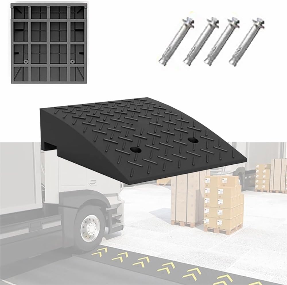 Plastic Curb Ramps 4' 5' 6' Rise, Portable Threshold Ramp for Driveway Curb, Rubber Wheelchair Ramp with Non-Slip Surface, Garage Entry Ramp for Cars/Scooters/Trolley, Easy to Fix(50x60x16cm)