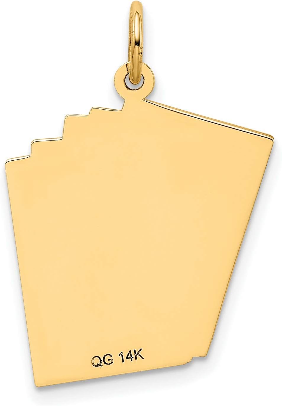 14k Yellow Gold Enameled Royal Flush Playing Cards Charm, Poker Pendant | 26 x 18 mm size, black enamel accents, polished solid flat-back design, themed poker card charm