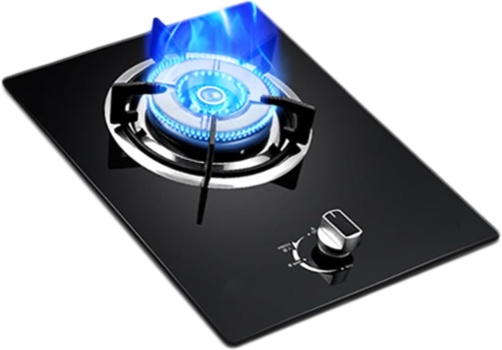 Gas Stove 1 Burner,4.2KW Gas Cooker,Gas/LP Gas Conversion Stove,Tempered Glass Cast Iron Pot Rack,with Flameout Protection,for Home Kitchen(LPG)
