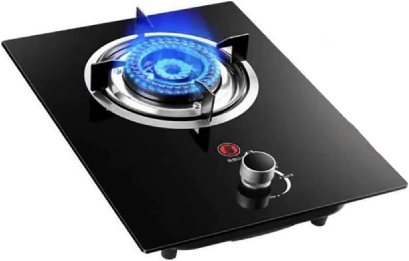 Gas Stove 1 Burner,4.5KW Kitchen Counter Top Stove,Tempered Glass Cast Iron Pot Rack,with Flameout Protection,for Home Kitchen(NG)