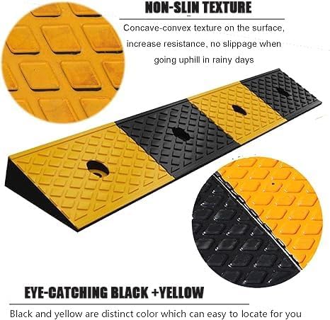 Rubber Curb Ramp, Portable Threshold Ramp, 1.2-6' Rise Entry Slope Ramp, Splicable Step Pad for Home/Front Door/Yard/Patio/Entry(100 * 38 * 15cm/39 * 15 * 6in)
