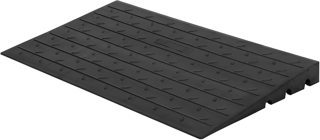 4 Inch Raised Rubber Threshold Ramp Cuttable Door Ramp, Portable Non-Slip Wheelchair Ramp, Heavy Duty Curb Ramp, 2500 Lb Load Capacity for Wheelchairs, Warehouses, Residential, Docks