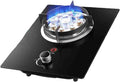 Gas Stove 430mm,5.2KW Gas Cooker 1 Burner,Gas/LP Gas Conversion Stove,Tempered Glass Cast Iron Pot Rack,with Flameout Protection,for Home Kitchen(LPG)