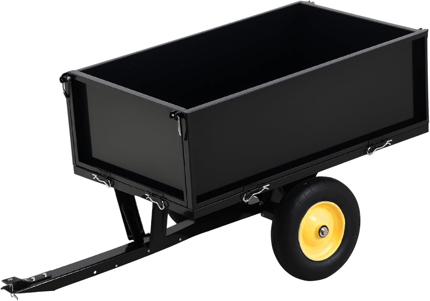 GAOMON 500LB Heavy Duty Tow Behind ATV Trailer Steel Dump Cart - 10-Cubic Feet Capacity - Garden Utility Trailer - Trailers with Removable Tailgate for Riding Lawn Mower Tractor