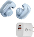 Bose Ultra Open Bluetooth Earbuds, True Wireless Earbuds with OpenAudio for Awareness, Clip On Design for Comfort, Immersive Audio, Up to 48 Hrs of Playtime + 20W Wall Charger (Moonstone Blue)