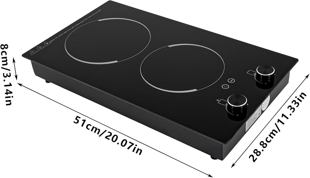 Portable Double Induction Cooktop,2100w Low Noise Induction Cooker 2 Burners With Safety Lock,Built In/Tabletop 9 Temp Settings Countertop Burners For Kitchens, Cabins,Etc