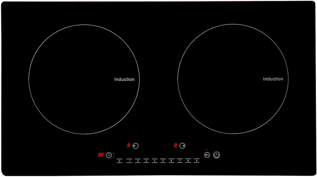 Happybuy Electric Cooktop, 2 Burners, 24'' Induction Stove Top, Built-in Magnetic Cooktop 1800W, 9 Heat Levels, LED Touch Control with Child Lock & Overheat Protection