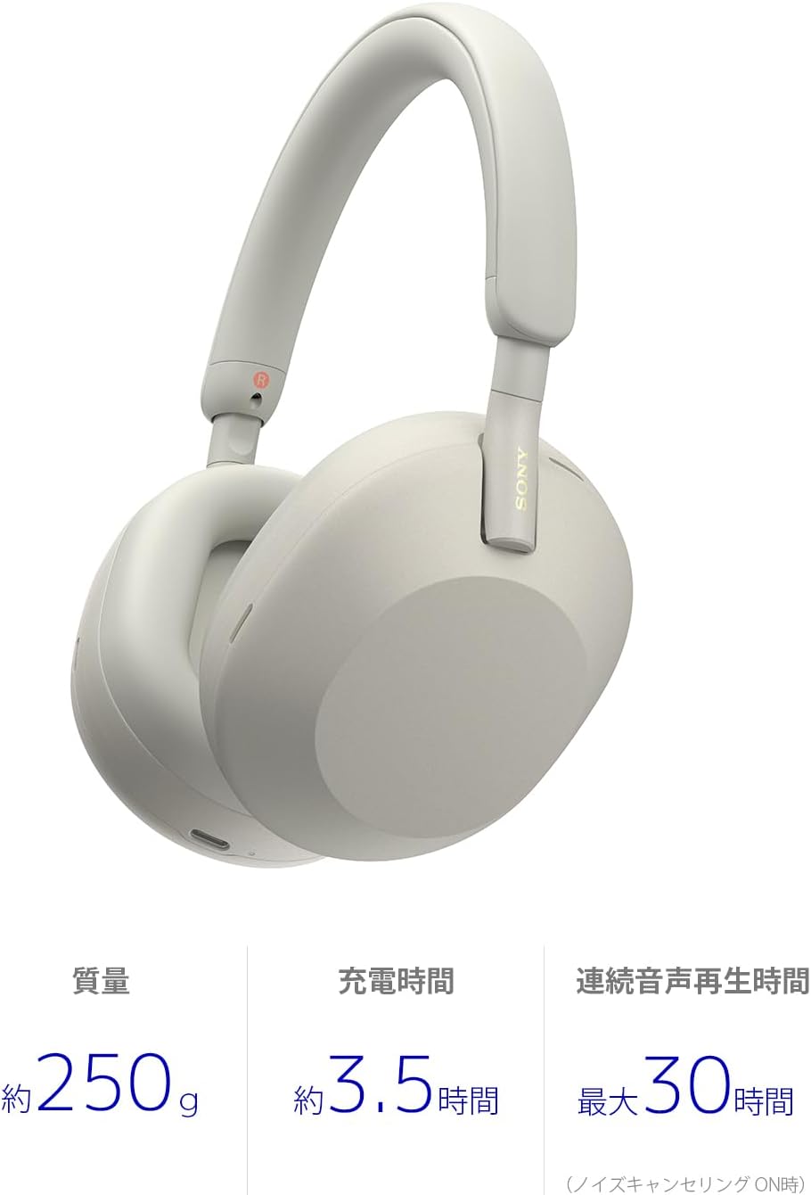 Sony WH-1000XM5 Noise Canceling Wireless Headphones - 30hr Battery Life - Over-Ear Style - Optimized for Alexa and Google Assistant - Built-in mic for Calls - Silver International Version