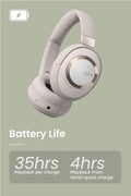 Cleer Audio Alpha Adaptive Active Noise Canceling Bluetooth Headphones, Dual-Microphone, Touch Controls, 35 Hr Battery Life, Multipoint Connection, Dirac Spatial Audio, App, Stone