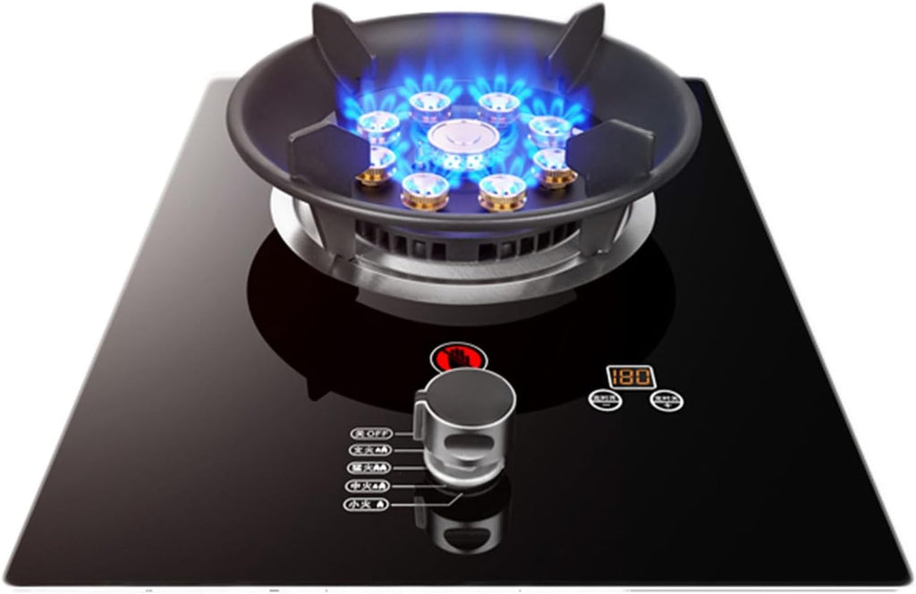 Gas Cooktop 1 Burner, 5.2KW 9 Cavity Fire Ring Wok Burner with Flameout Protection, Timer, Cast Iron Pot Rack, LPG/Natural Gas Kit (Size : NG)