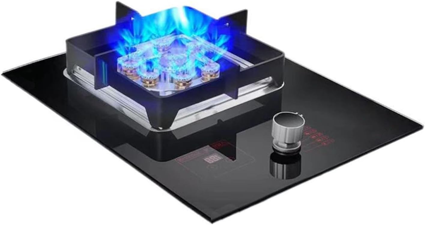 Gas Cooktop 1 Burner,5.2KW Nine-Cavity High-fire Timer,Gas/LP Gas Conversion,with Flameout Protection,for Home Kitchen(NG)