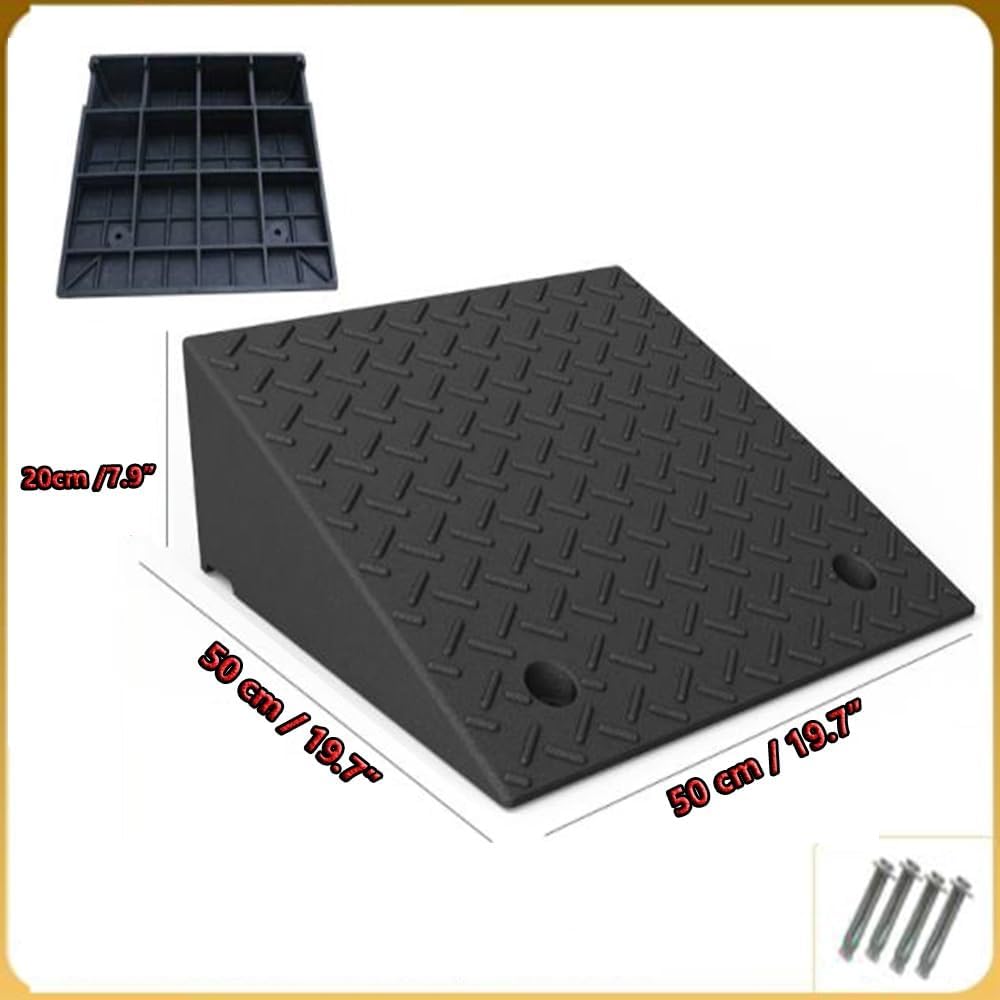 2 Pcs Driveway Curb Ramps, Rubber Wheelchair Ramp Portable Doorway Threshold Ramp, Heavy Duty Loading Ramp Shed Ramps for Cars Warehouse Dock(H 20 CM/8')