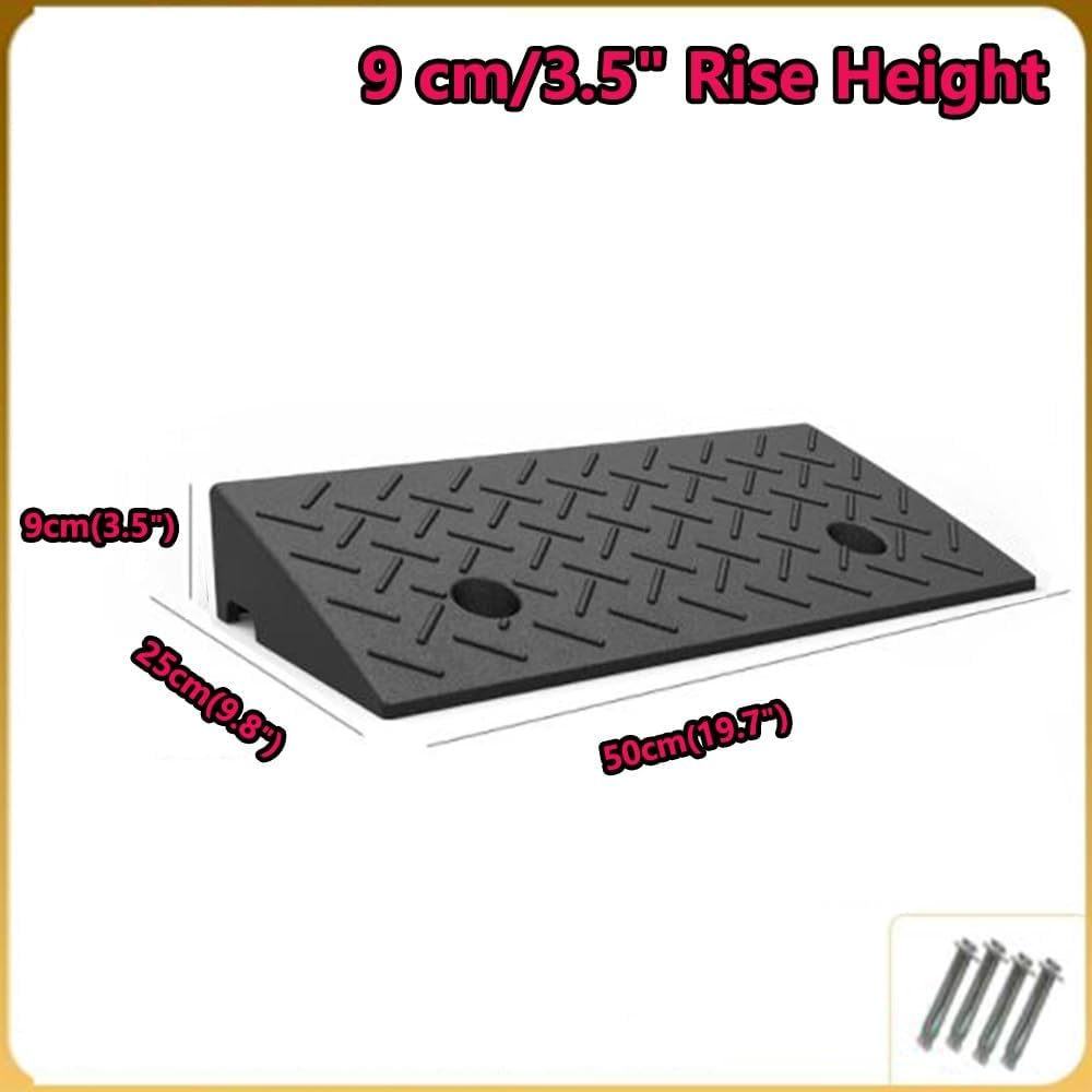 2 Pcs Driveway Curb Ramps, Rubber Wheelchair Ramp Portable Doorway Threshold Ramp, Heavy Duty Loading Ramp Shed Ramps for Cars Warehouse Dock(H 9 CM/3.5')