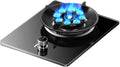 Gas Stove 1 Burner,5.2W 9-Cavity High-fire Frying Pan,Tempered Glass Cast Iron Pot Rack,Gas/LP Gas Conversion Stove,with Flameout Protection,for Home Kitchen(NG)